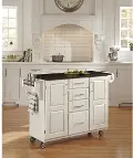 9100-1024 Create A Cart White Kitchen Cart with Black Granite Top