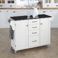 White Kitchen Cart with Black Granite Top - Create-a-Cart
