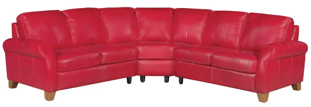 Red Leather 3 Piece Sectional-1