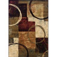 8 x 11 Large Brown, Red and Ivory Area Rug - Hudson