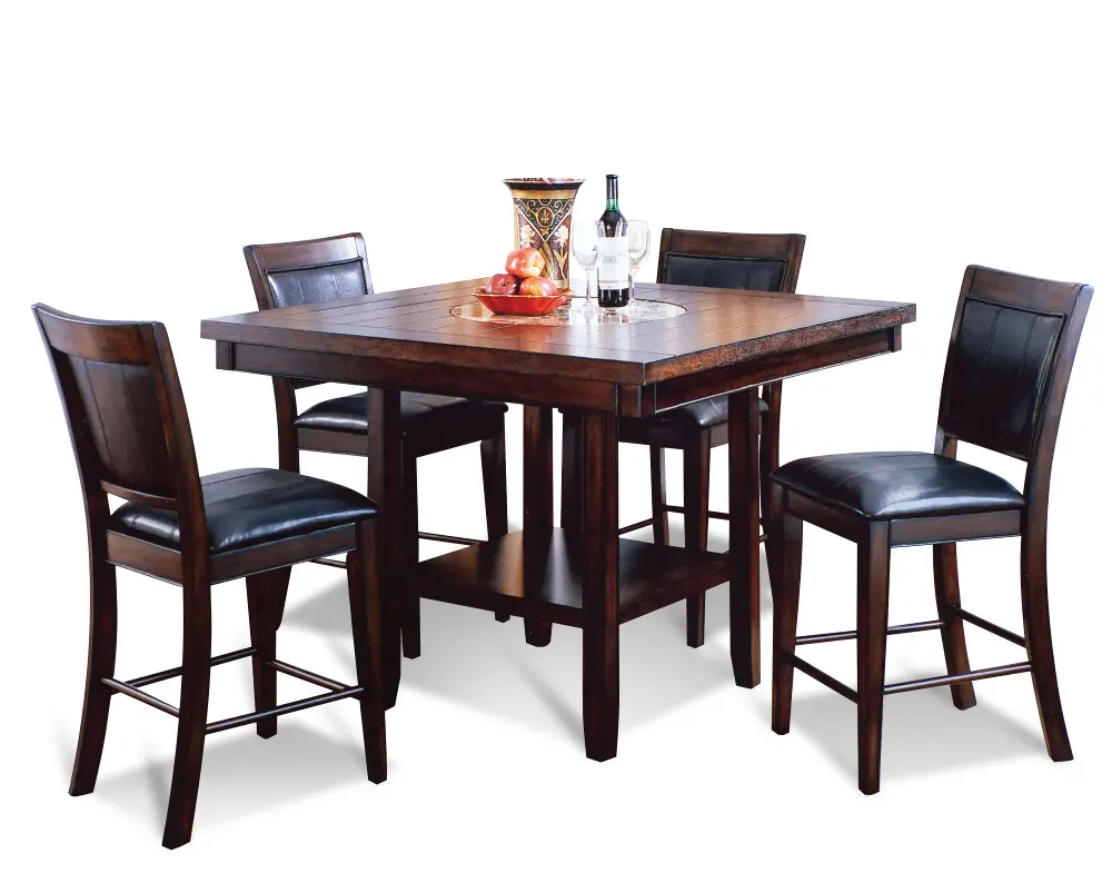 Dark Brown and Black 5 Piece Counter Height Dining Room Set - Fulton-1