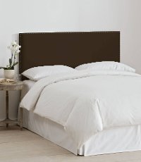 280NBVCHOC_BR Velvet Chocolate Nail Button Border Twin Headboard