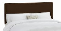 283NBVCHOC_BR Brown Velvet Nail Button Border King Headboard-2