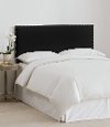 280NBVBLK_PW Velvet Black Nail Button Border Twin Headboard
