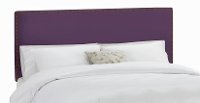 282NBVAUB_BR Velvet Aubergine Nail Button Border Queen Headboard