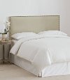 280NBVBKWT_BR Velvet Buckwheat Nail Button Border Twin Headboard