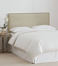 280NBVBKWT_BR Velvet Buckwheat Nail Button Border Twin Headboard