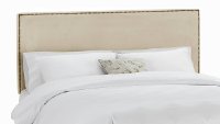 282NBVBKWT_BR Velvet Buckwheat Nail Button Border Queen Headboard