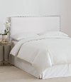 280NBVWHT_PW Velvet White Nail Button Border Twin Headboard
