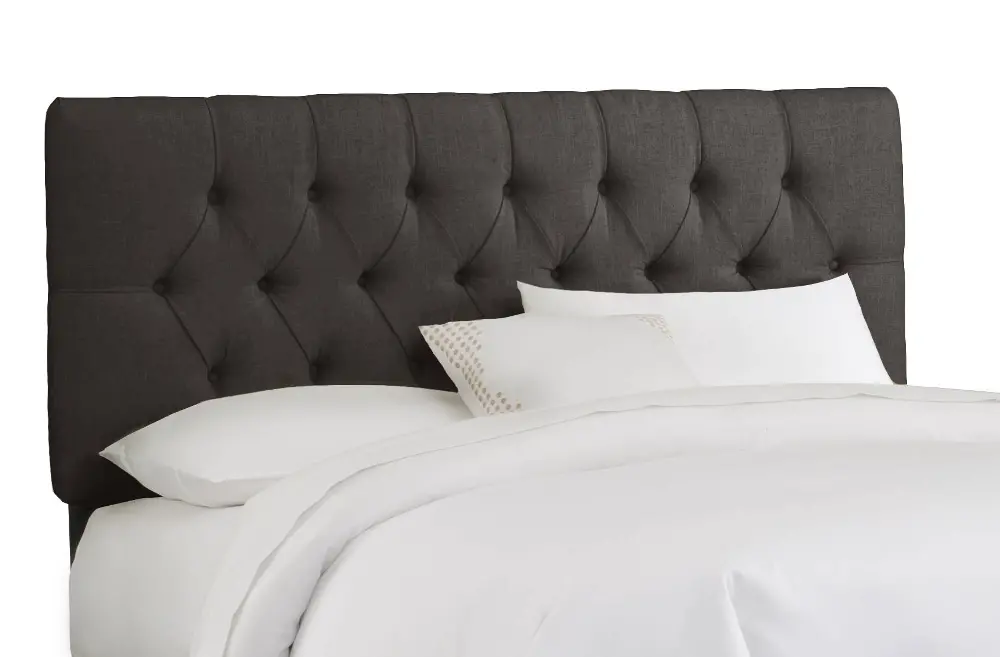 544CKLINCHAR Linen Charcoal Tufted California King Bed Headboard-1