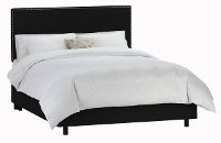 282BEDVBLK_PW Velvet Black Nail Button Border Queen Bed