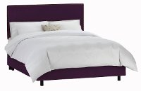 281BEDVAUB_BR Velvet Aubergine Nail Button Border Full Bed