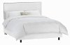 280BEDVWHT_PW Velvet White Nail Button Border Twin Bed