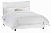 280BEDVWHT_PW Velvet White Nail Button Border Twin Bed