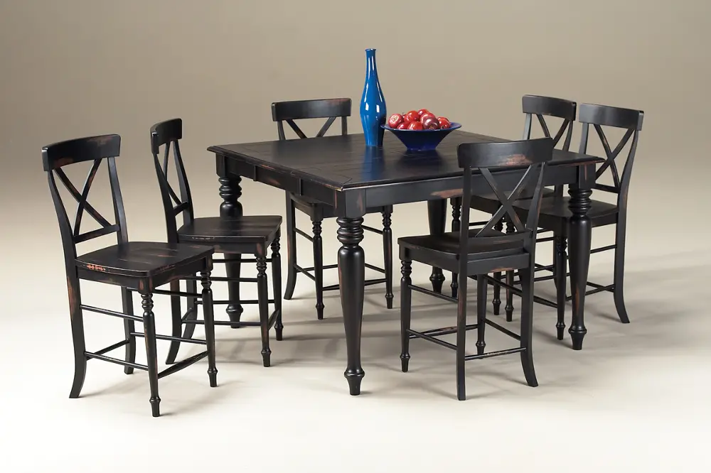 Roanoke Rubbed Black Counter Height 5 Piece Dining Set-1