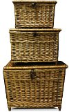 Medium Woven Wicker Lidded Fishing Basket