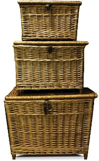 Medium Woven Wicker Lidded Fishing Basket