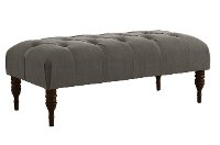 3025LINGRY Linen Gray Tufted Top Bench