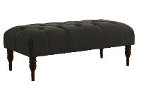 3025LINCHAR Linen Charcoal Tufted Top Bench