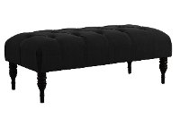 3025LINBLK Linen Black Tufted Top Bench