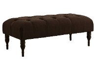 3025LINCHOC Linen Chocolate Tufted Top Bench