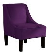 72-1VAUB Velvet Aubergine Swoop Arm Chair