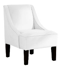 72-1VWHT Velvet White Swoop Arm Chair