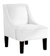 72-1VWHT Velvet White Swoop Arm Chair