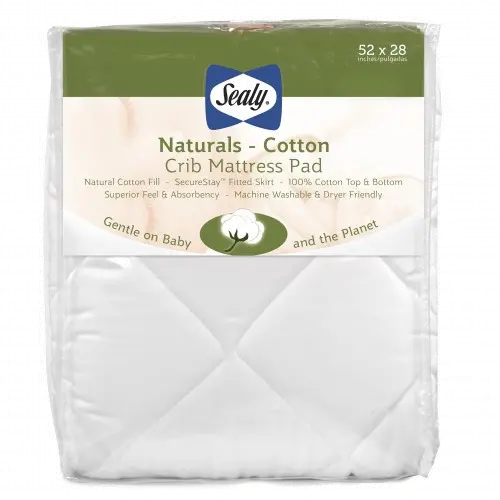 ED003-QCX Naturals-Cotton Fitted Crib Mattress Pad - Sealy-1