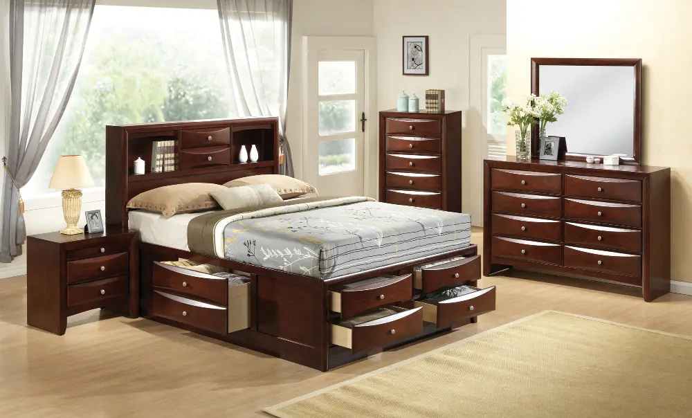 Tobacco Brown Contemporary 7 Piece King Bedroom Set - Emily-1