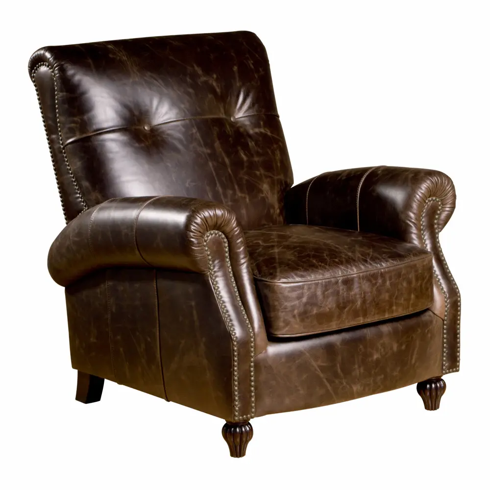 35 Inch Brown Leather Pressback Club Chair-1