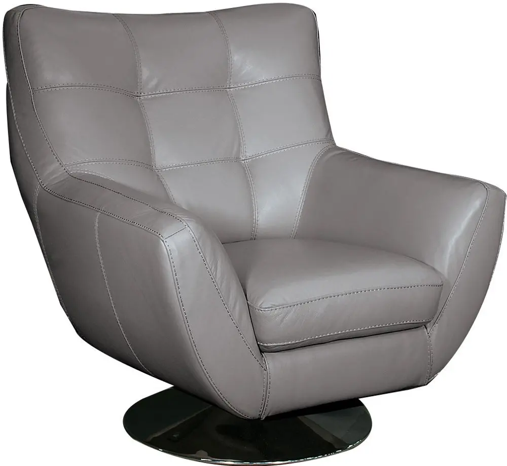 37 Inch Gray Leather Swivel Chair-1