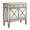 Gray and Mirrored 2 Door and 1 Drawer Console Cabinet