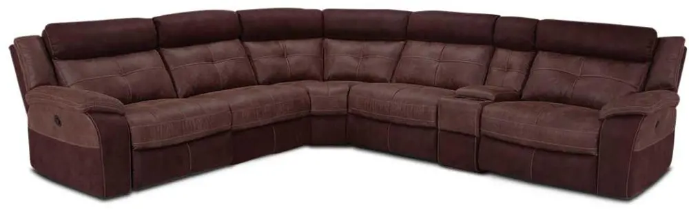 Brown Upholstered 6 Piece Power Reclining Sectional-1