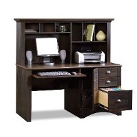 Antique Black Computer Desk with Hutch - Harbor View-2