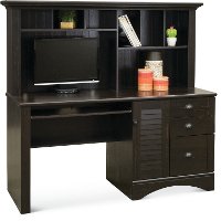 Antique Black Computer Desk with Hutch - Harbor View-4