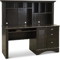Antique Black Computer Desk with Hutch - Harbor View-5