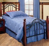 1010BTWR Wood & Iron Twin Metal Bed - Madison