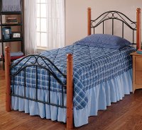 164BTWR Metal & Oak Twin Metal Bed - Winsloh