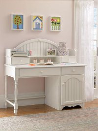 1354D White Desk & Hutch - Westfield