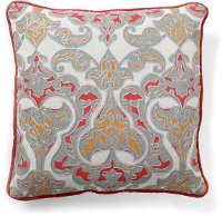 Multi Color Soleil Throw Pillow with Red Piping