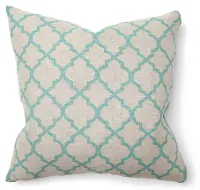 Turquoise Quatrefoil Throw Pillow