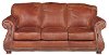 Classic Traditional Brandy Brown Leather Sofa