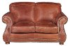 Traditional Brandy Brown Leather Loveseat - Brandy