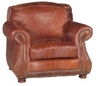 Traditional Brandy Brown Leather Chair - Brandy