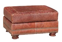 Classic Traditional Brandy Brown Leather Ottoman