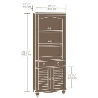 Antique Paint Library Bookcase with Doors - Harbor View-2