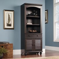 Antique Paint Library Bookcase with Doors - Harbor View-4