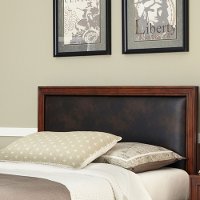 Brown Leather Queen Rectangle Headboard - Duet