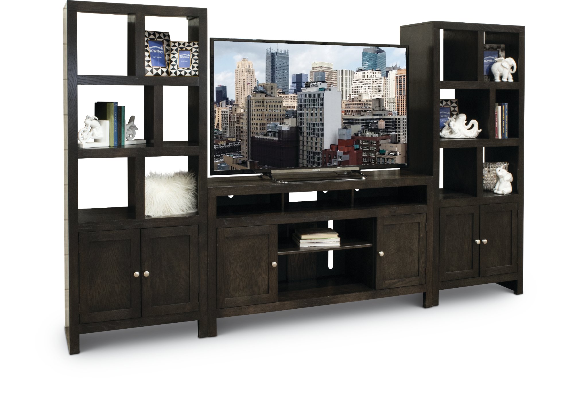Charcoal Black 3 Piece Modern Entertainment Center - Del Mar-1